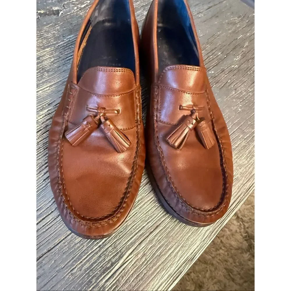 Cole Haan Brown Leather Tassel Maine Classic Pinch Loafers sz 10 EUC